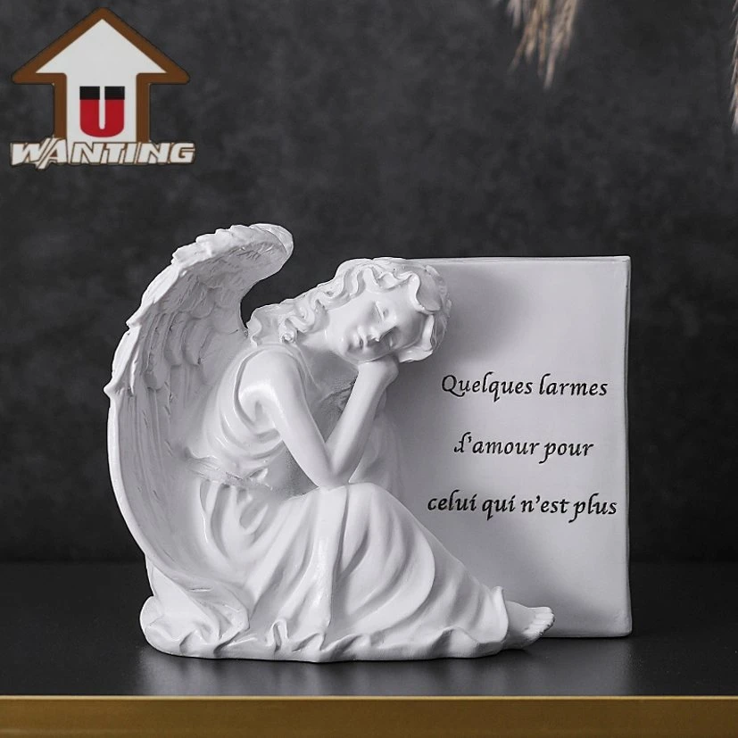 Retro Harz Engel Schnitzerei Tischschmuck Cherubs Gebet Home Dekoration Weihnachtsgeschenk