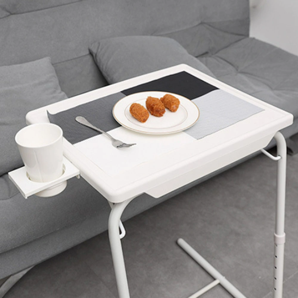 Réglable en hauteur Platsic Stable durable dîner plateau TV Table pliante avec porte-gobelet