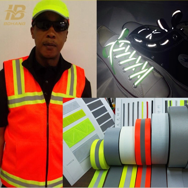 En20471 Sew on Fluorescent Green Reflective Safety Webbing Ribbon Tapes