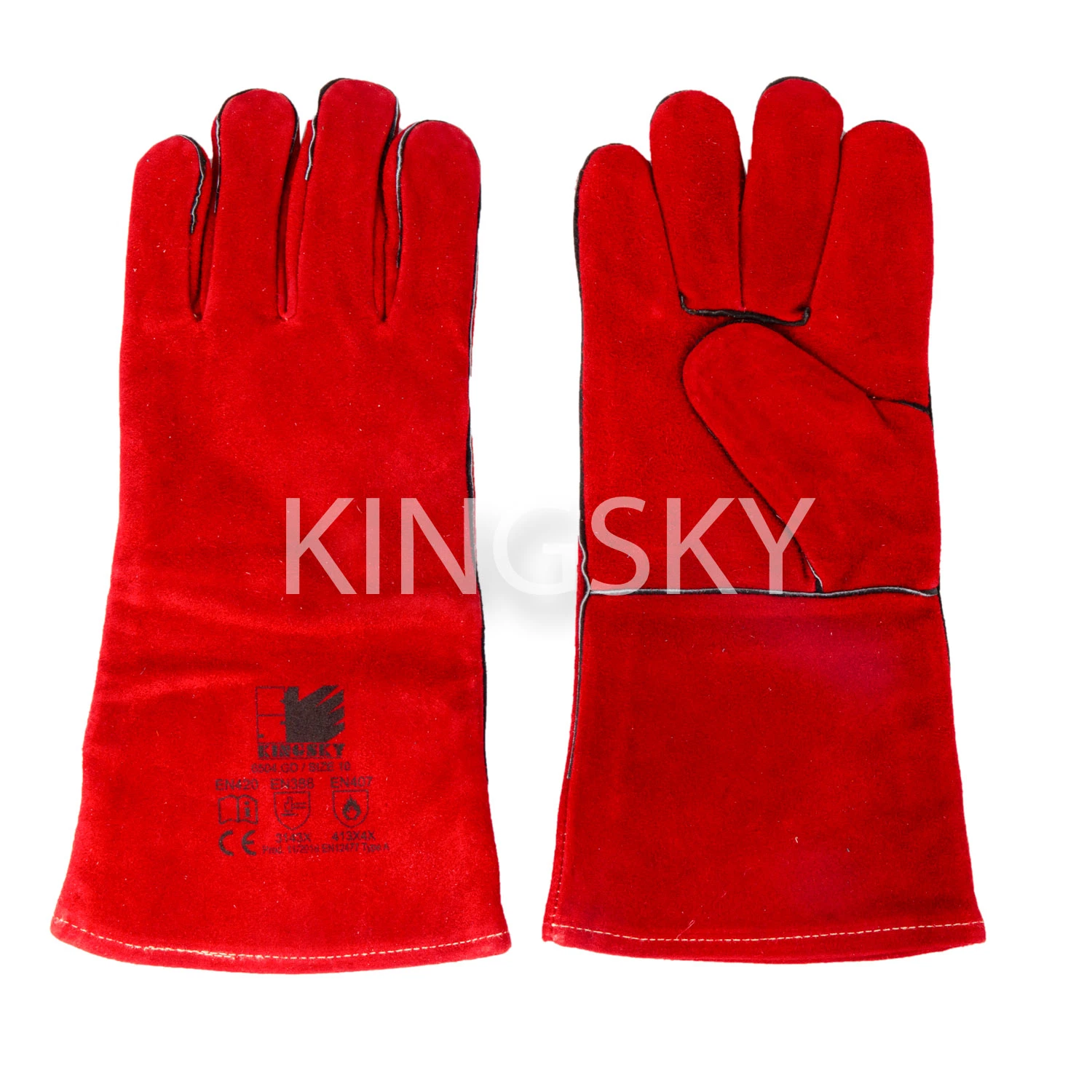 Cow Split Leather Red Welted Heat Resistant Welding Glove for Welding Industry