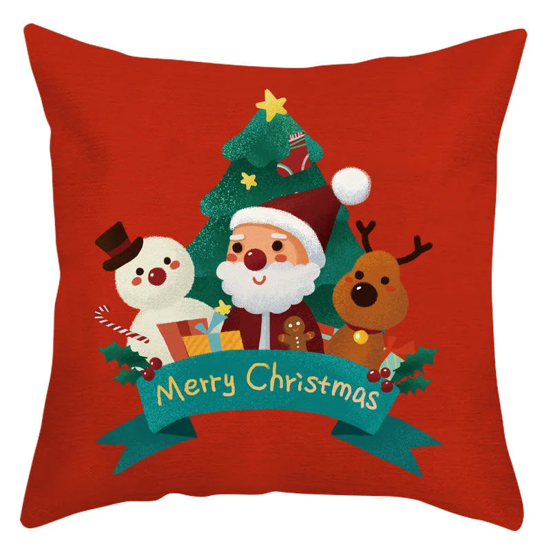 Top Selling Santa Claus Printing Velvet Cushion Cover Living Room Bedroom Car Hotel Christmas Cushion Cover