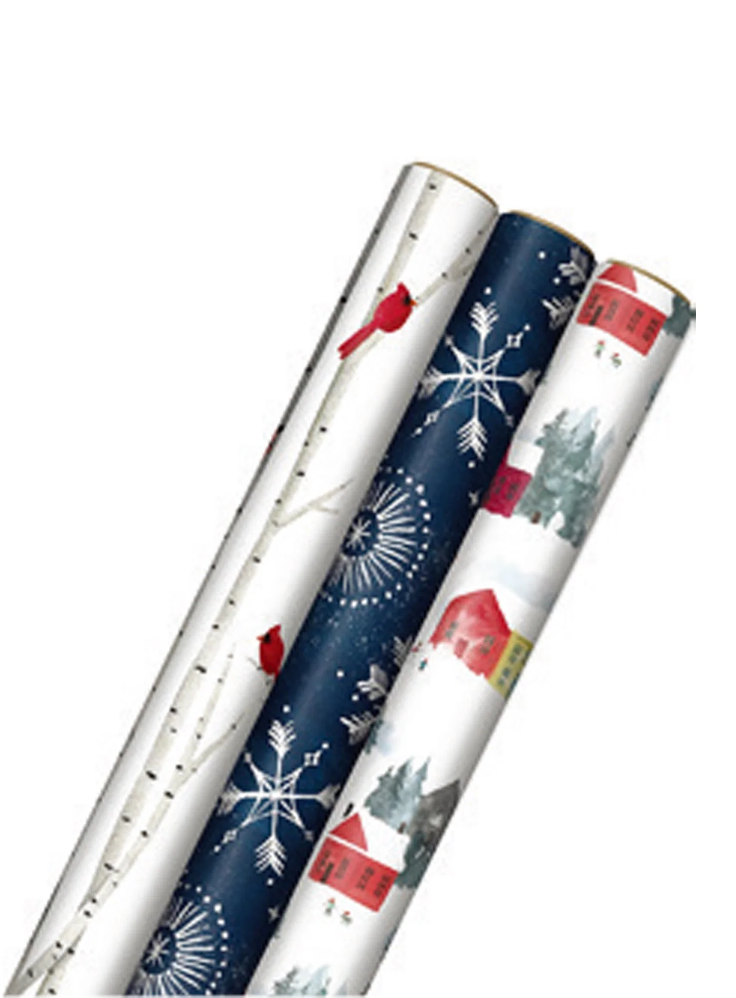 Gift Wrapping Paper Roll 60GSM Lwc Paper Blue Snowflakes 30 Inch Merry Holidays