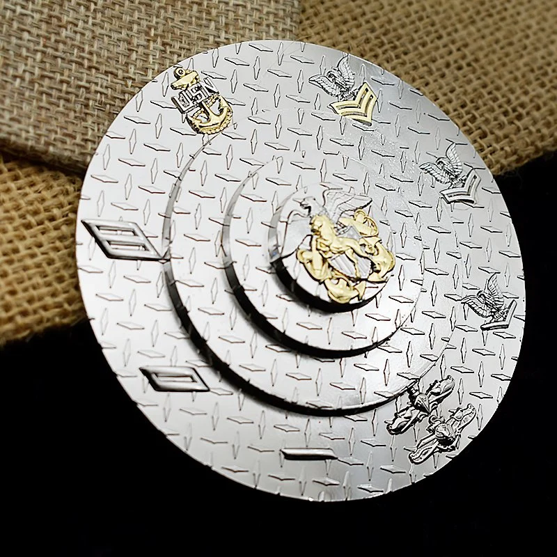 محترف مخصص 3D Zinc Alloy Die cing Metal Art Cravts شارة الذهب القديم فضة برونز النحت التحدي العسكري الشخصي فارغة عملات معدنية تذكارية