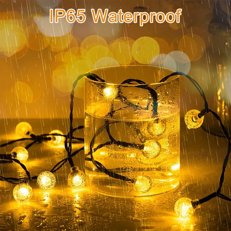 Outdoor Waterproof Crystal Globe Lights Solar String Light with 8 Lighting Modes