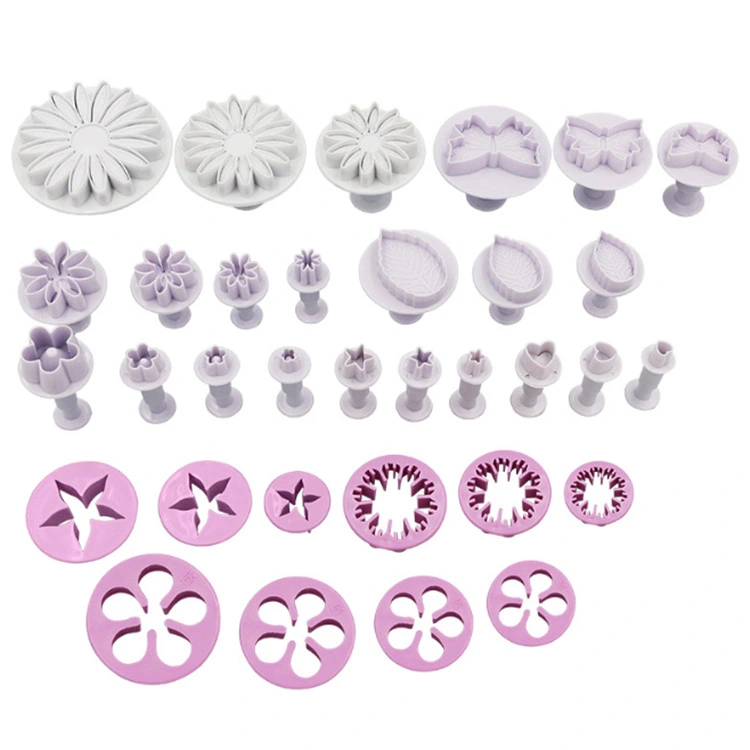 33PCS Plastic Cookie Cutter Plunger Cake Fondant Cutter Tools Set