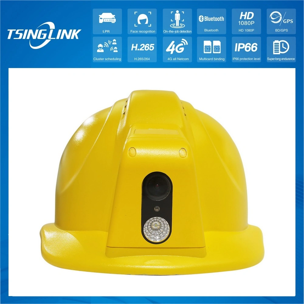 ABS Plastic Industrial Construction Worker Safety Helmet 4G Wireless 1080P Hard Hat Camera