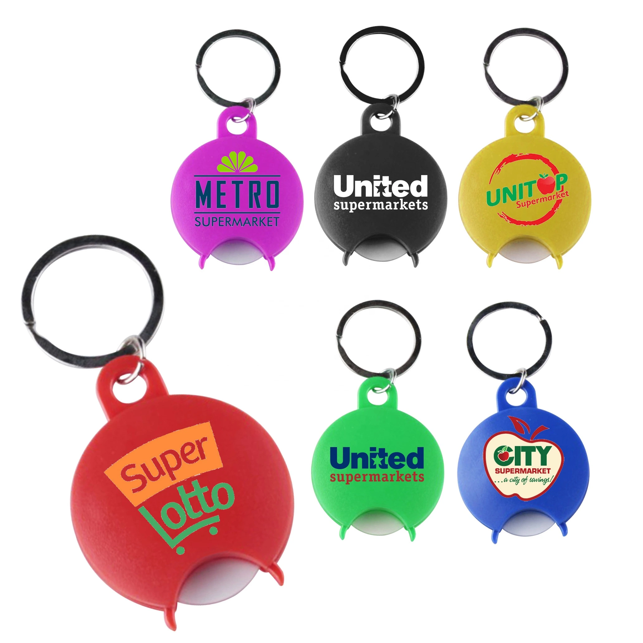 Promotion Gift Personalized Logo Plastic Shopping Trolley Coin Key Chain