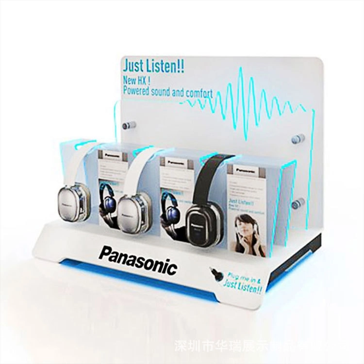 Rack de apresentação de produto 3c acrílico/auricular/suporte de áudio/visor Bluetooth com Ecrã de publicidade