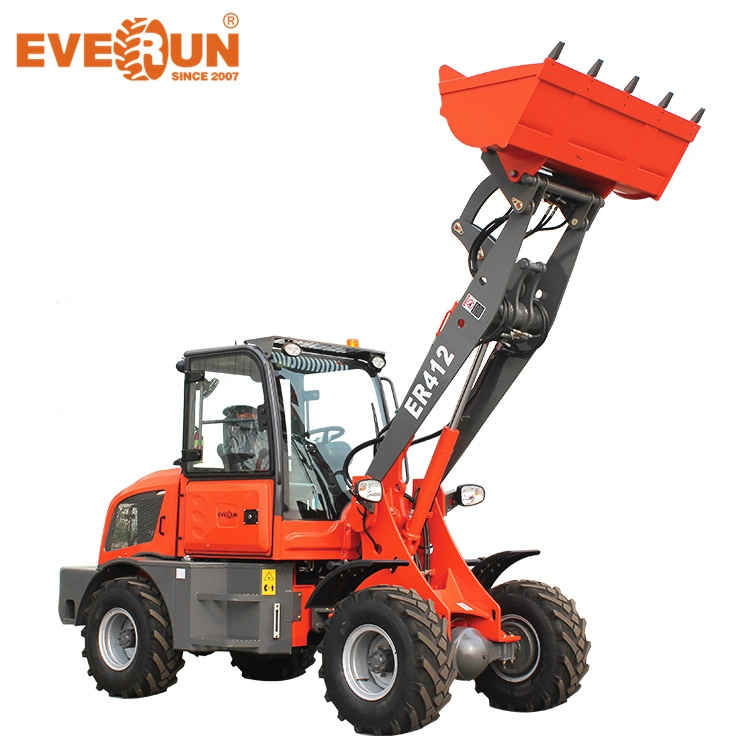 Er412 1.2Ton Everun Mini hidráulica cargador pequeño cargadora de ruedas con el soplador de nieve