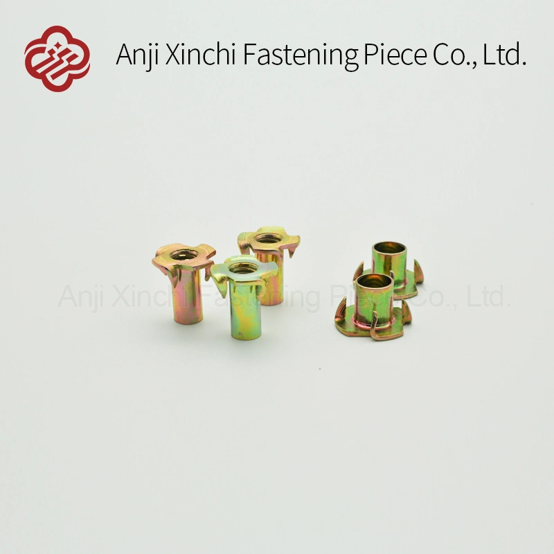 Reusable Cold Forged Zinc Plated Full Thread Four Claws Speaker Nut T Nut DIN1624 Wholesale/Supplier T-Nut Pronged Tee Nut for Furniture