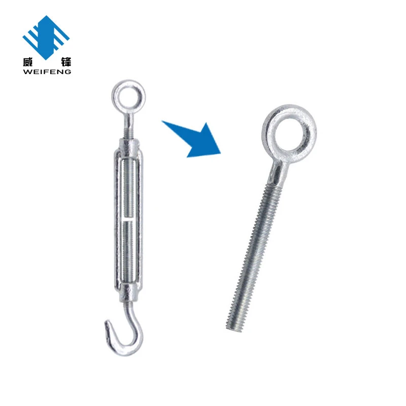 Made in China Heavy Duty Wire Rope Turnbuckle Hook and Eye Forged Steel Galvanized DIN1480 Chinese Factory Wire Rope Turnbuckle Hook