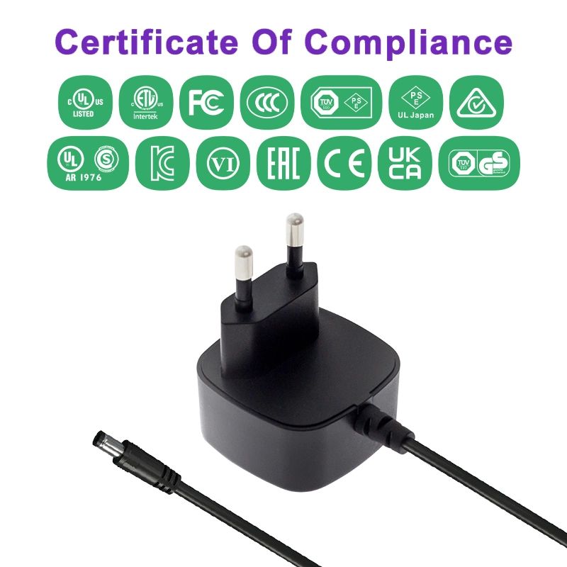 Ejemplo gratuito de adaptador de fuente de alimentación 5V 1A 5V 2A 5V 3A con GS CE UKCA Kc KCC PSE UL FCC C-Tick SAA RoHS 12V DC batería de reserva para CCTV