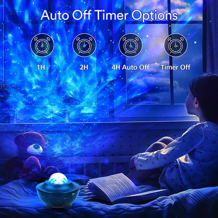 Amazon Hot Sale Remote Control USB 3 in 1 Bedroom Star Projector LED Ambient Night Light with Bluetooth Music Speaker