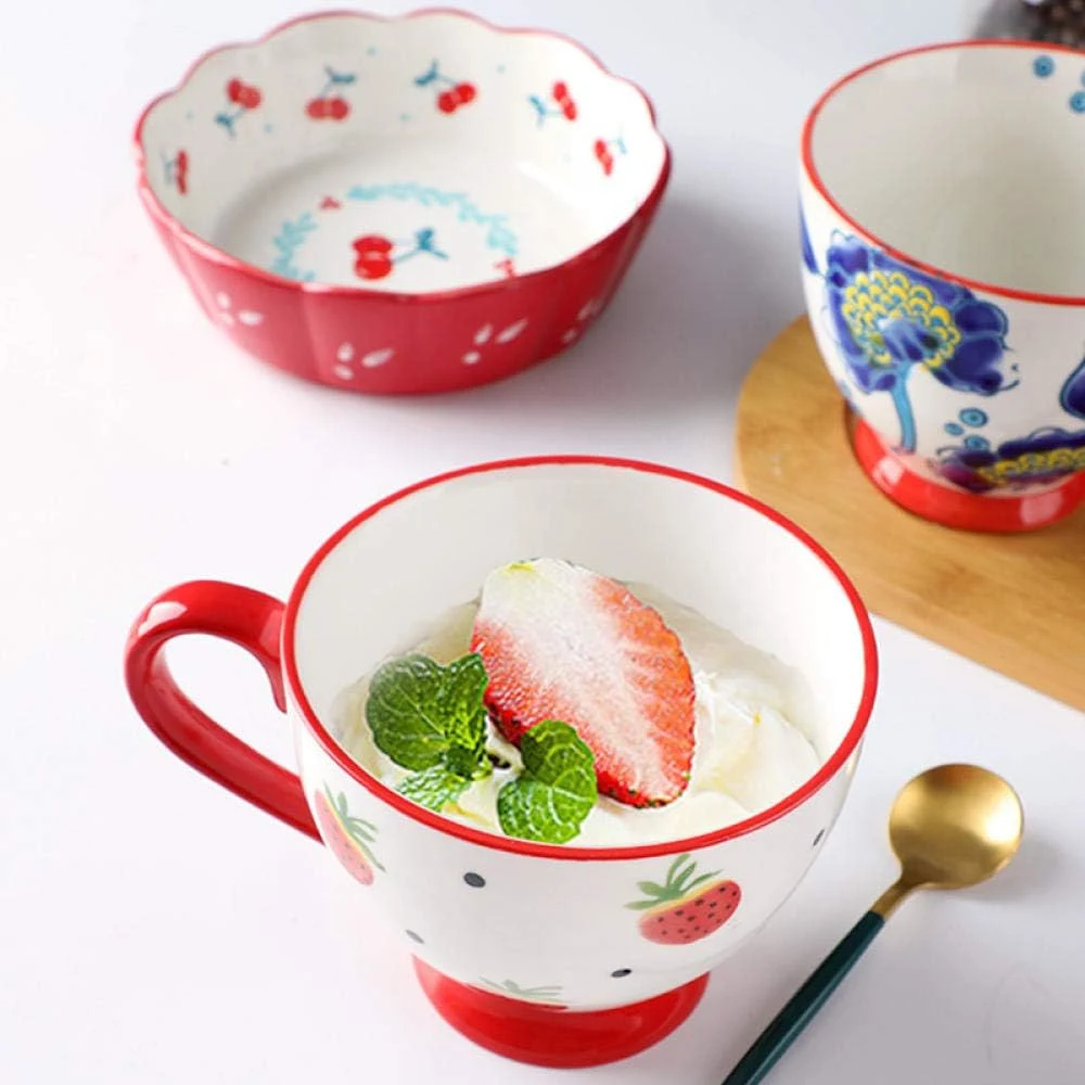 Tasses à petit-déjeuner en céramique peintes à la main avec poignée thé porcelaine tasse à café