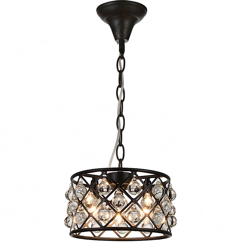 Modern Matt Black Clear Crystal Balls Pendant Lamp with UL/CE/RoHS Certificate