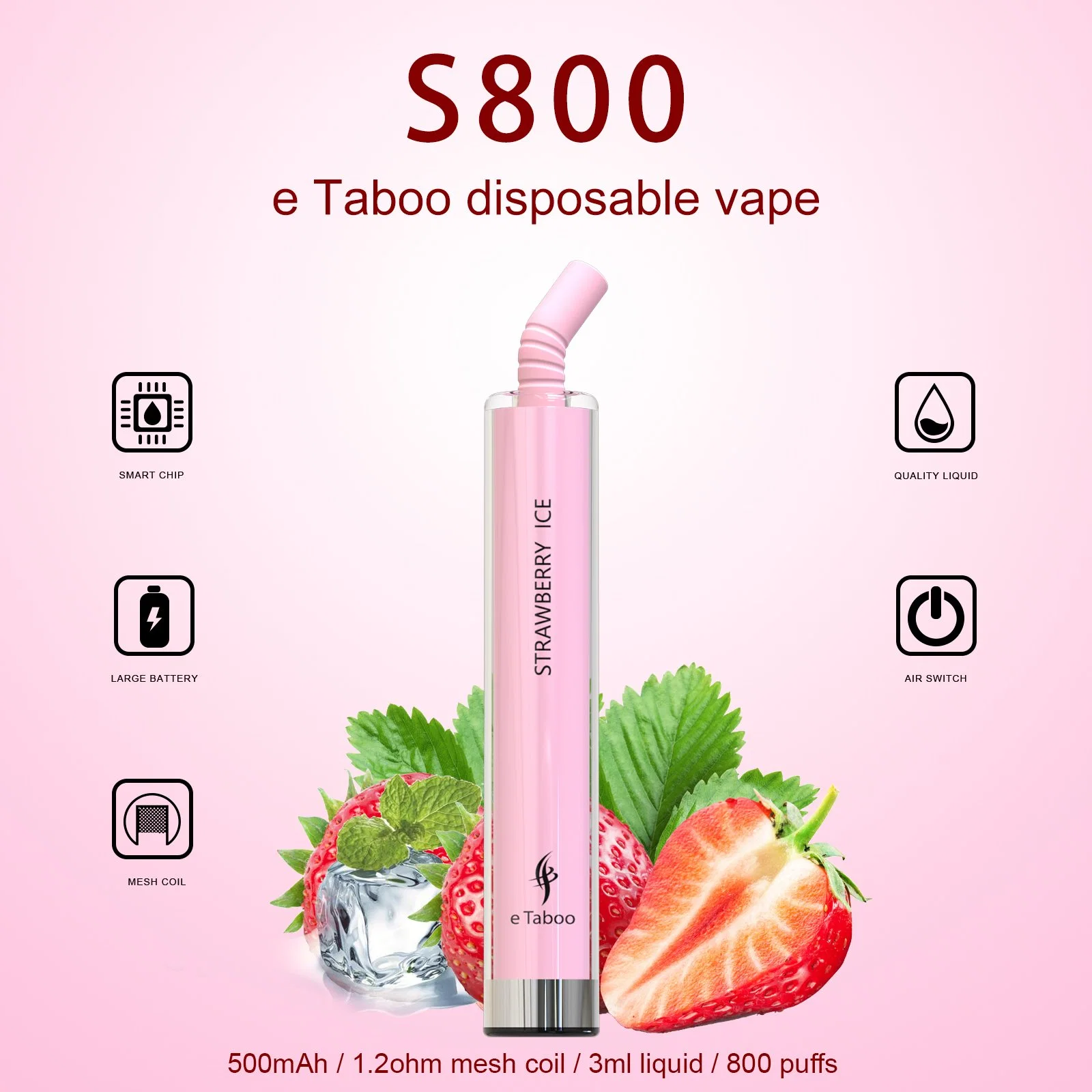 100 نكهة عادية Etape S800 قلم Vape الذي لا يمكن التخلص منه يومض RGB LED ملف شبكي صغير يمكن التخلص منه من السجائر الإلكترونية