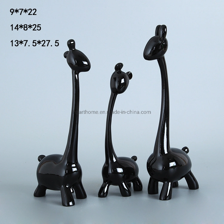 New Cartoon Natural Resin Giraffes Figurines Staues Set of Three