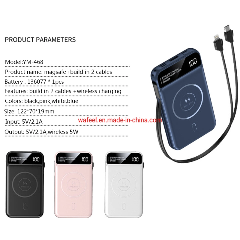 Pd22.5W Fast Charging Rechargeable Battery Charger Power Bank Wireless Phone Charger 10000mAh