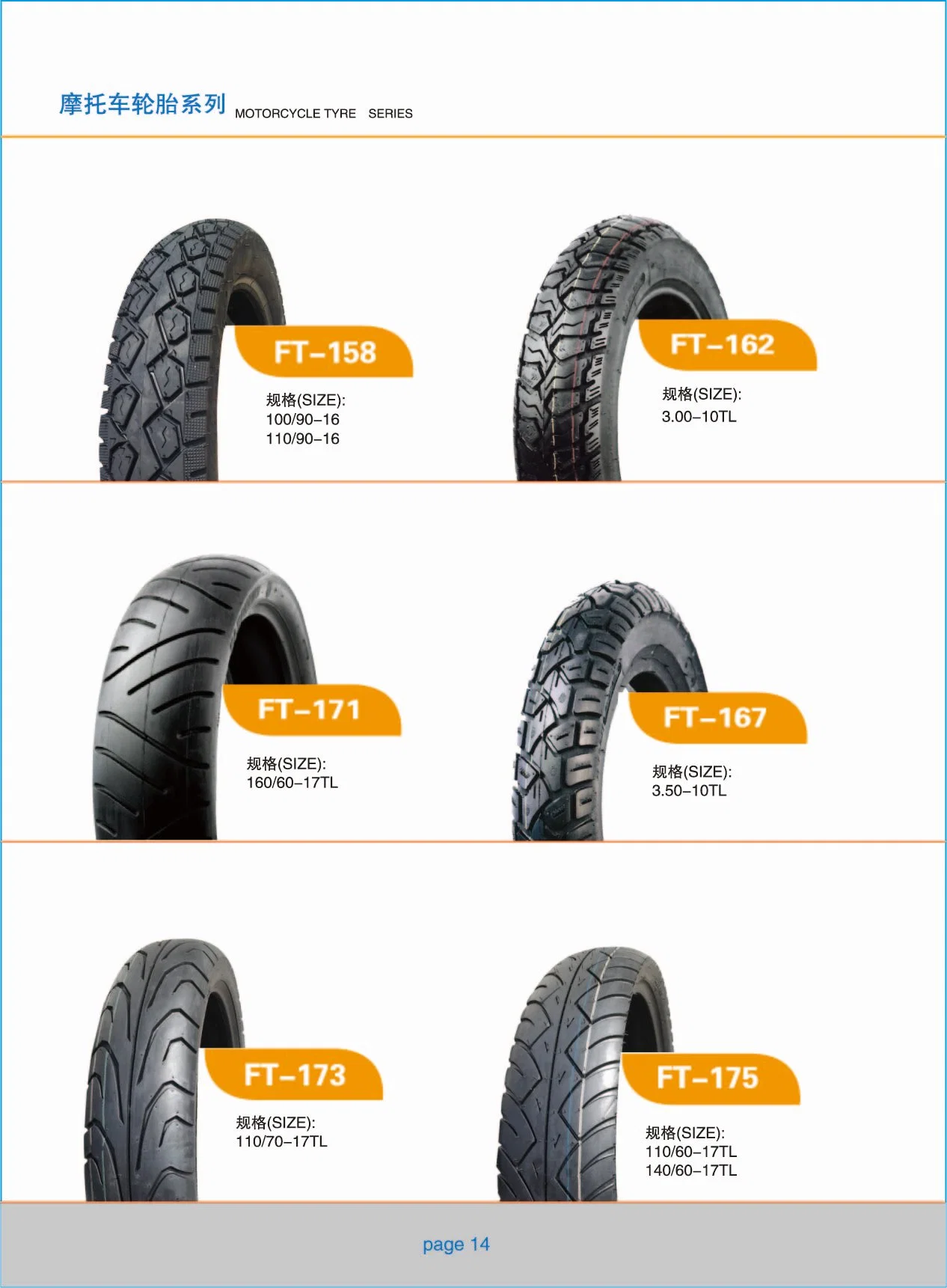 إطارات MC TL، إطار بدون إطار بدورات الدراجات النارية مع 110/60-17 TL، 140/60-17 TL