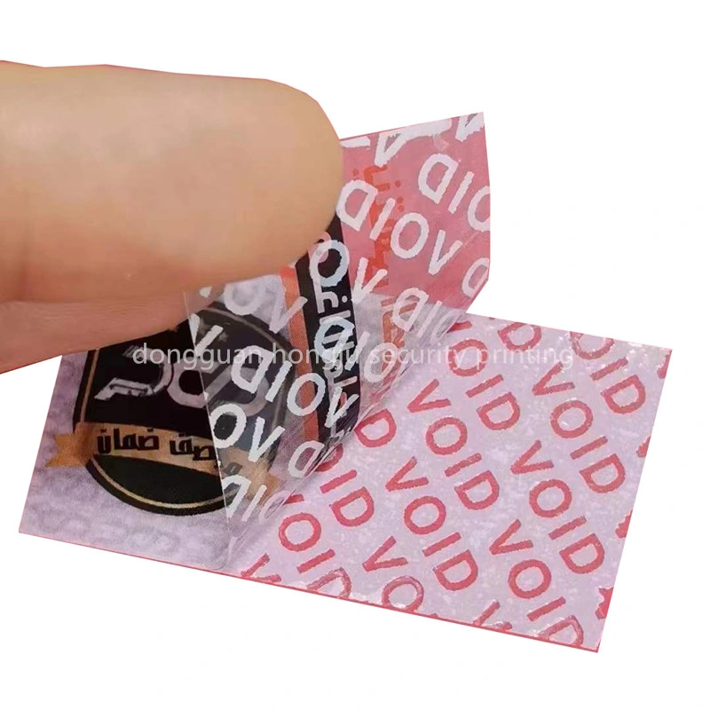 Adhesivo personalizado de impresión de hologramas de evidente manipulación de cintas de seguridad etiqueta Void