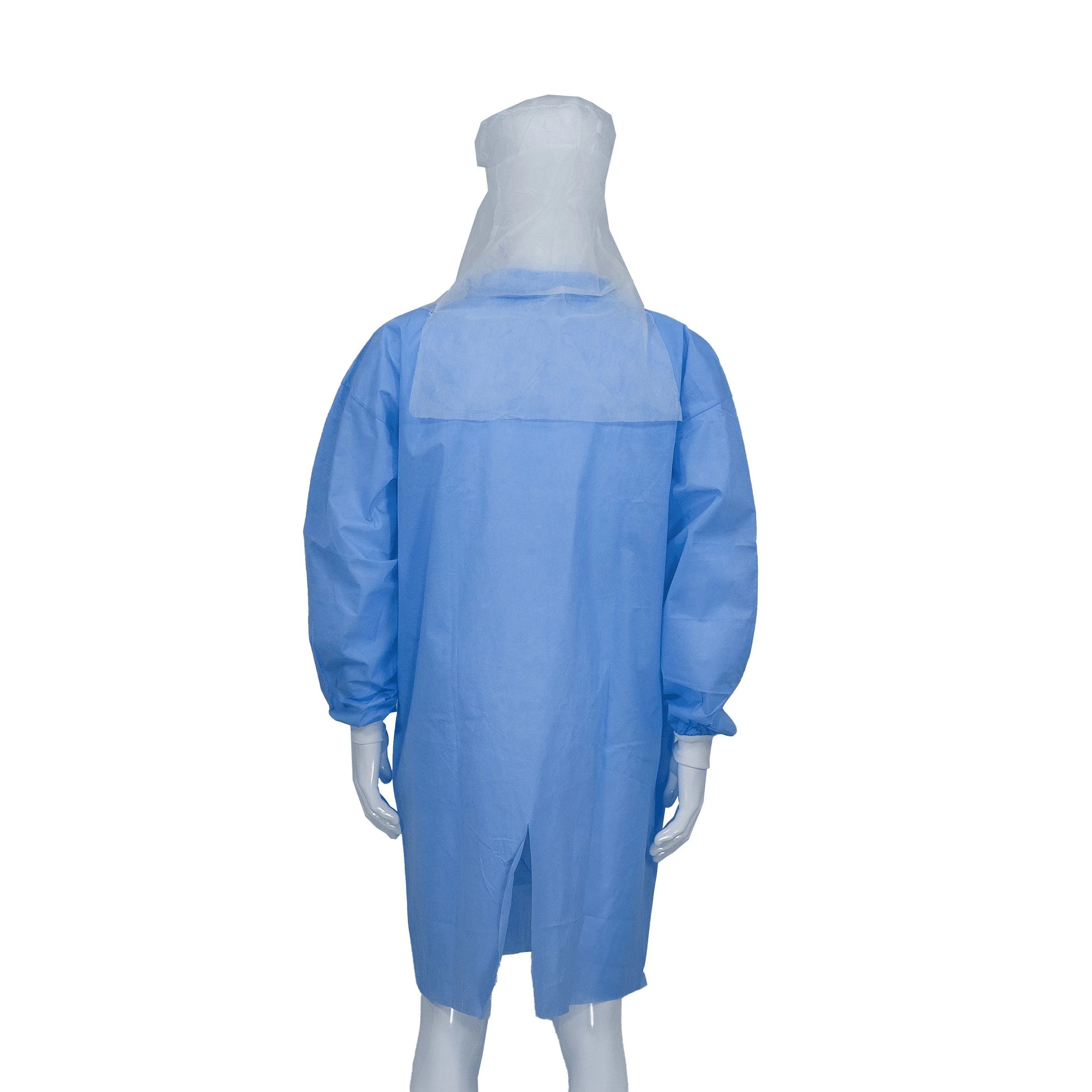 Snaps Closure Disposable PP/SMS Lab Coat Factory/Food Industry Durable Use Adult Size No-Reuse Work Clothes Long Sleeves Dust Coat