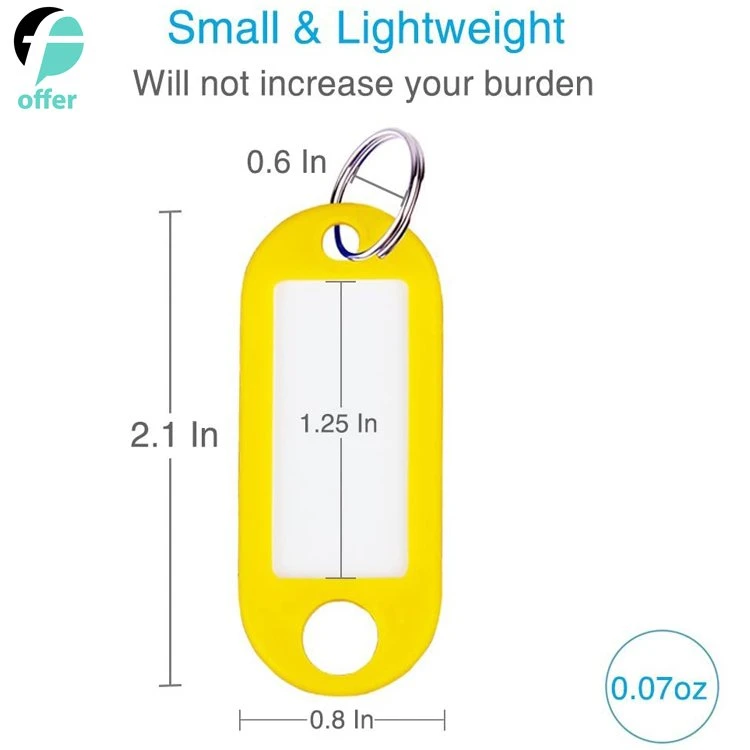 Promotional Gifts Assorted Colors Plastic Key Tags with Split Ring Label Window
