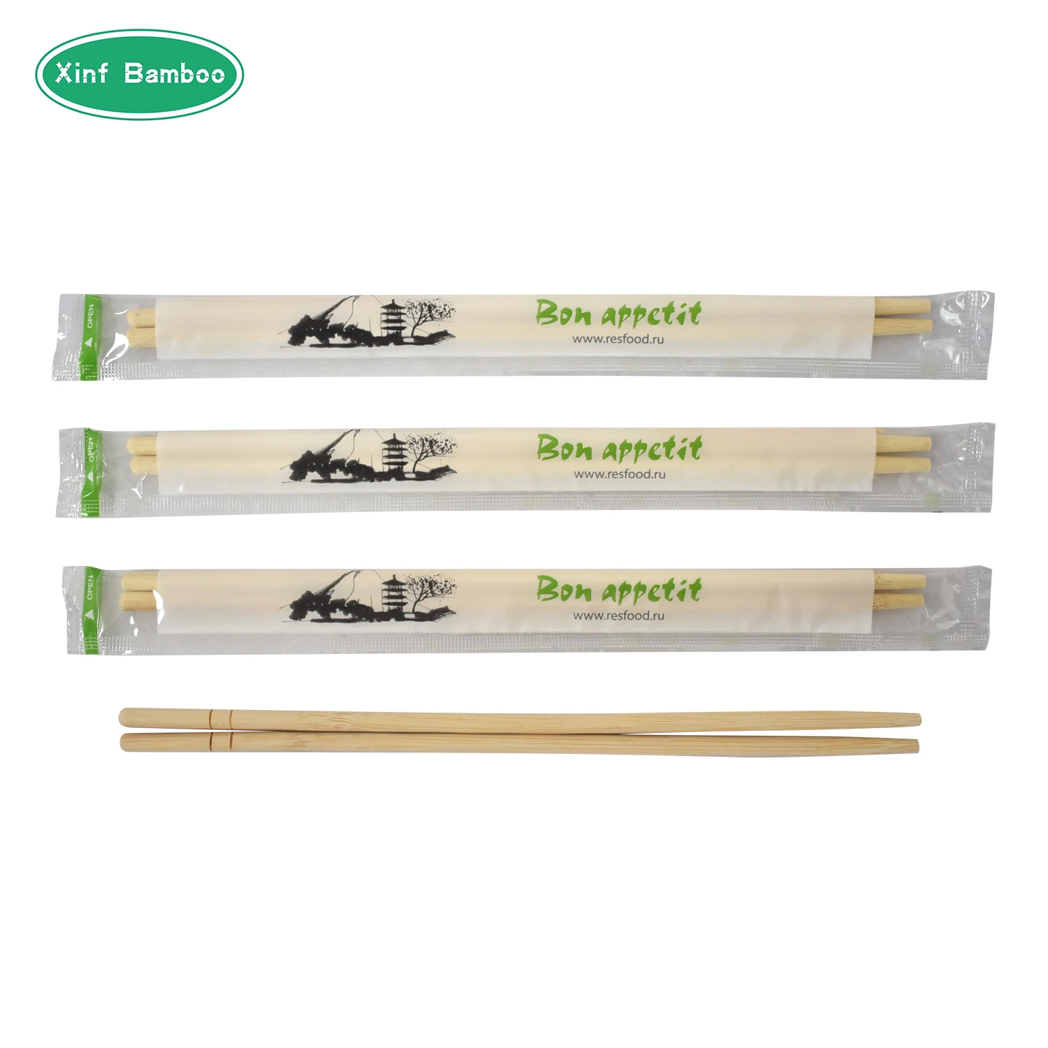 Wholesale Disposable Household Tableware Bamboo Chopsticks Individual OPP Packaging Wrapped