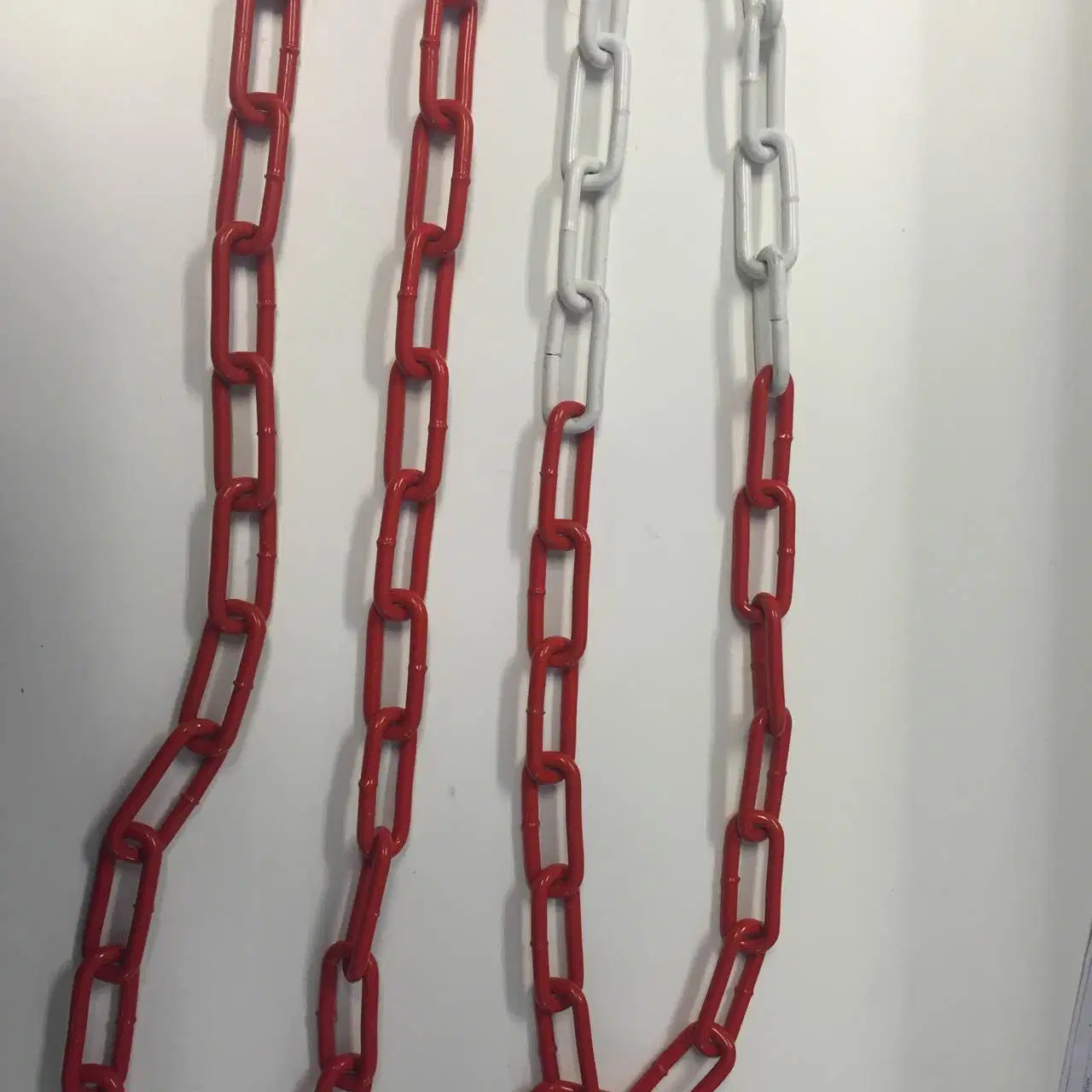 White and Red Warning Safety Welded Link Chain