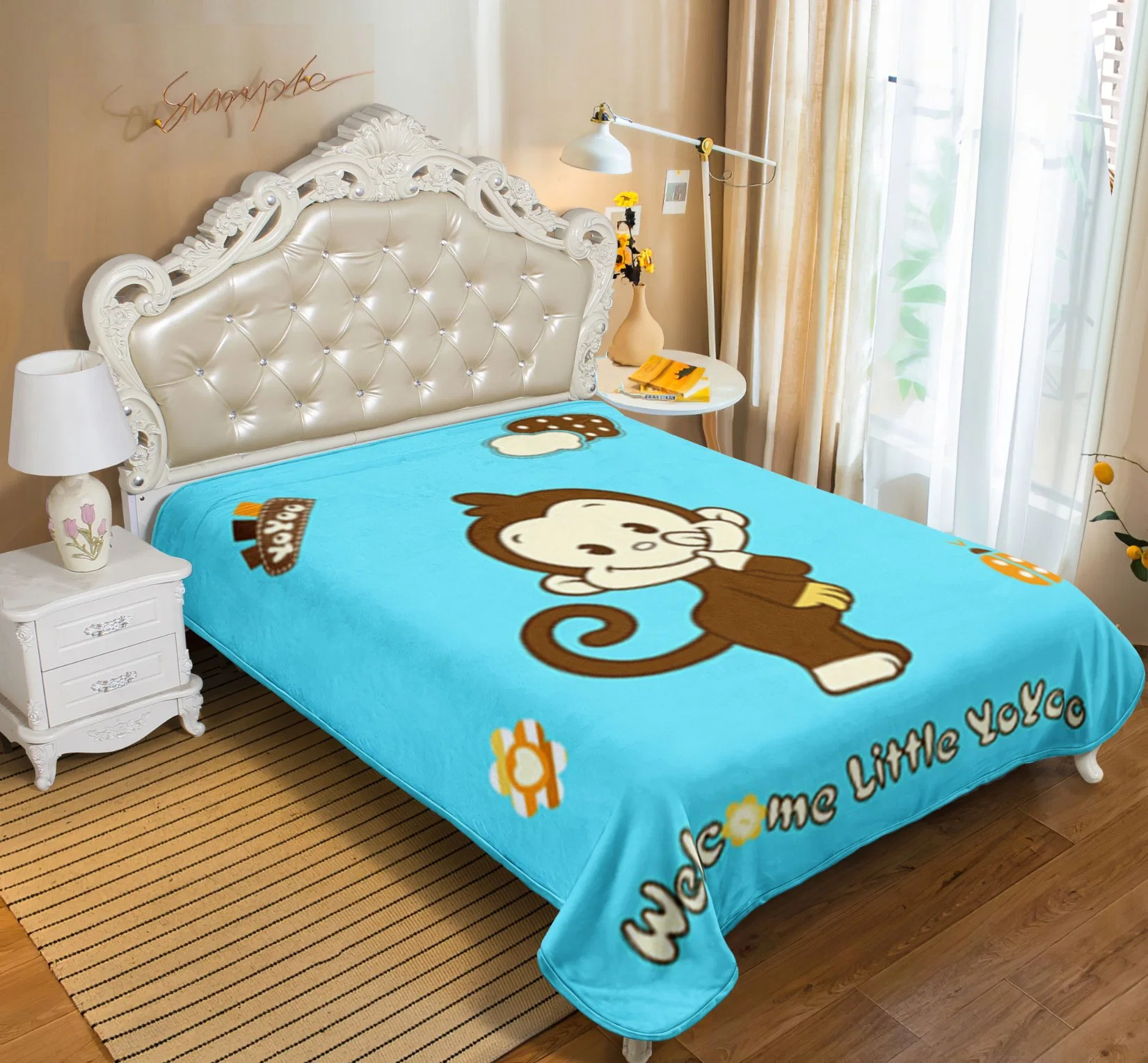 China Mink Korean Cloudy Baby Blanket Bee Bear Kid Student Boy Girl Minky Digital Not Sublimation Blanket Gift Pet Travel Car Blanket Winter Warm Plush Blanket