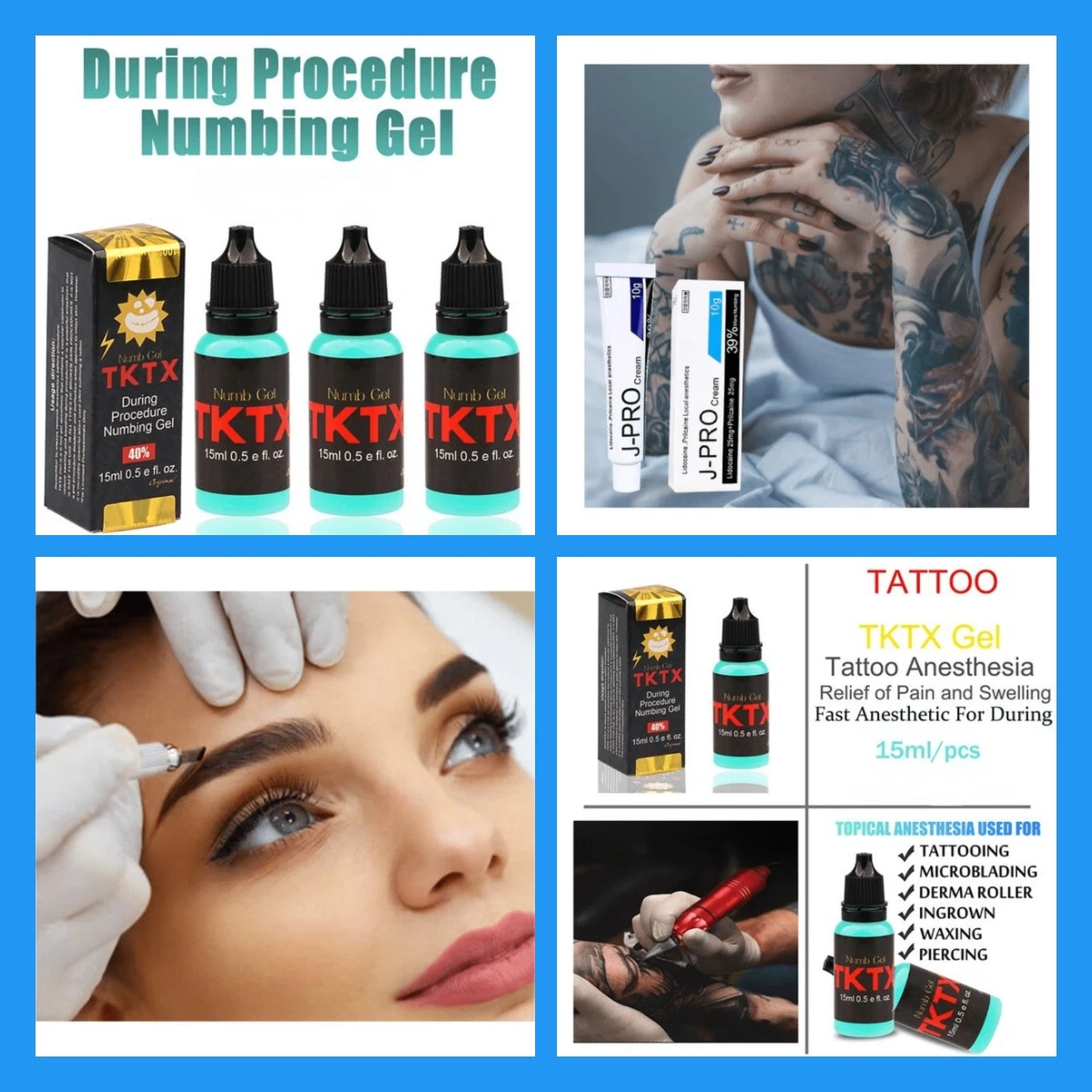 Usine OEM Blue Tktx Super Numb Gel 30ml Tattoo Tktx Gel de gel de numération anesthésique tatouage