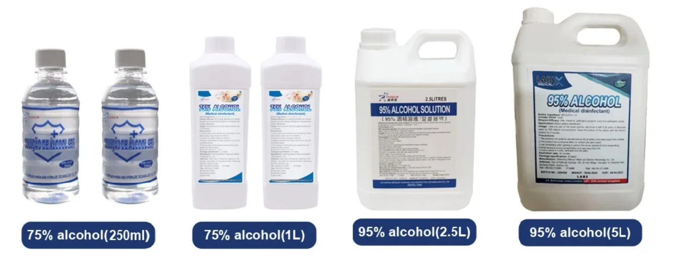 Comercio al por mayor de alta calidad de grado médico Venta caliente desinfección etanol 75% 95% del 99,9% de alcohol etílico