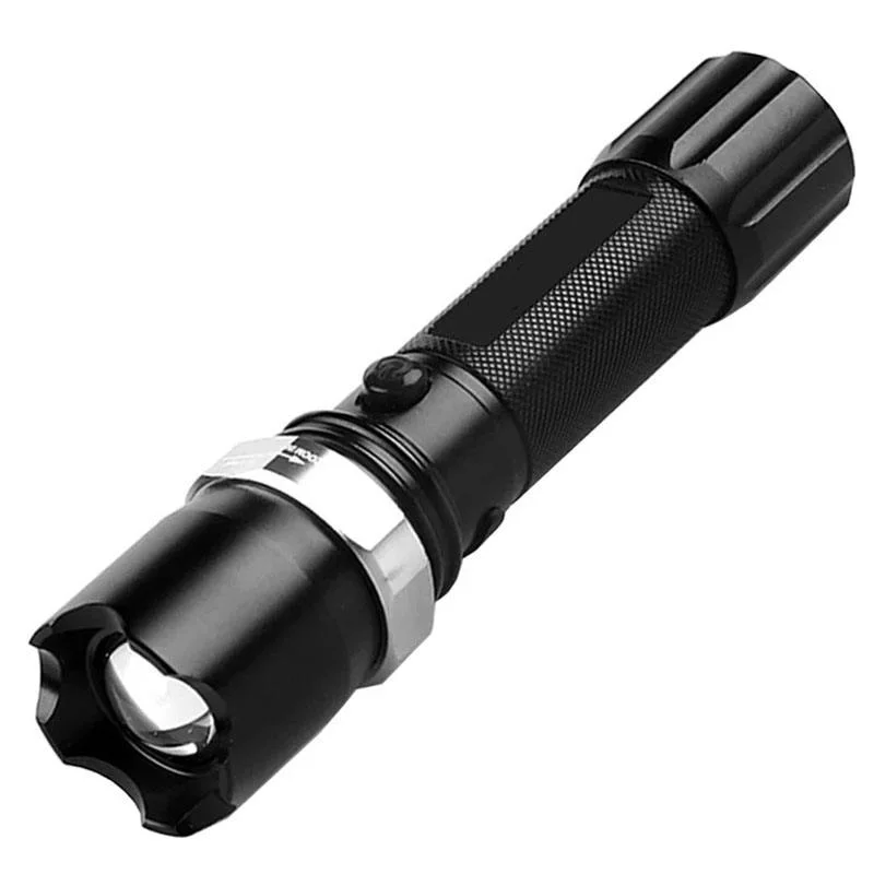 Bright Rechargeable LED Torch Light High Power LED Zoom Hunting Flashlight with Safety Hammer