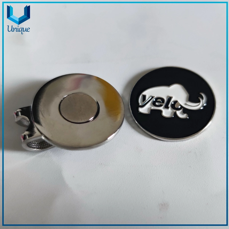 Design personnalisé Golf ball Marker blanc aimant métal Divot outil Golf Hat clip pour cadeaux, Die frappé émail outil Divot marqueur de boule