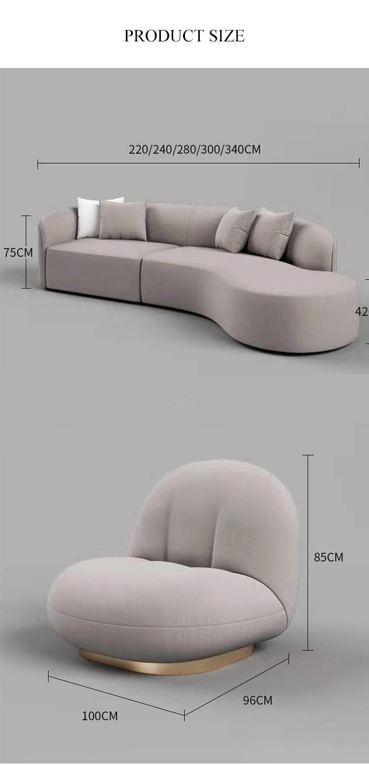 Italian Modern Premium Lounge Fabric Tufted Curved Sofa Set Furniture Luxury Living Room Sofas