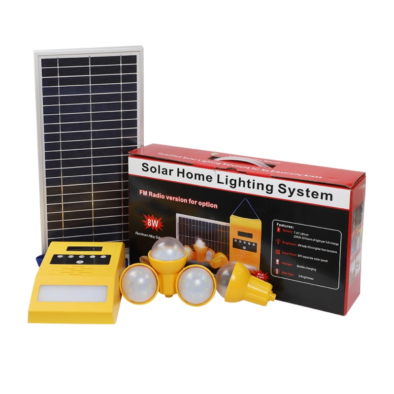 Convenient Handle Solar Home Lighting Kits for 4 Rooms Simultaneously