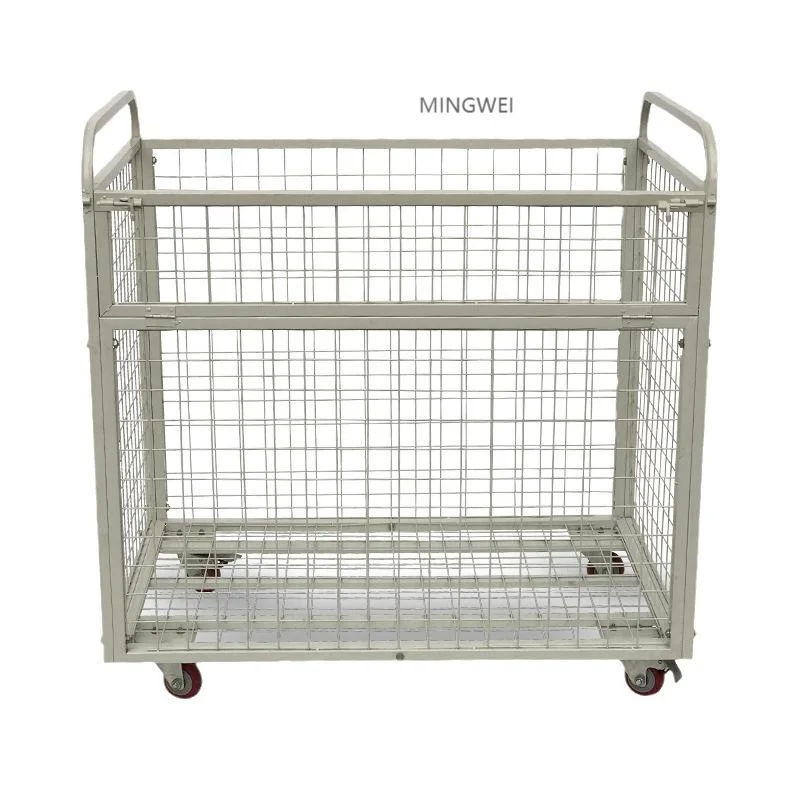 Mingwei Customized Demountable Stackable Security Electro Galvanized Pallet Heavy Duty Foldable Warehouse Storage Pallet Cage Rack