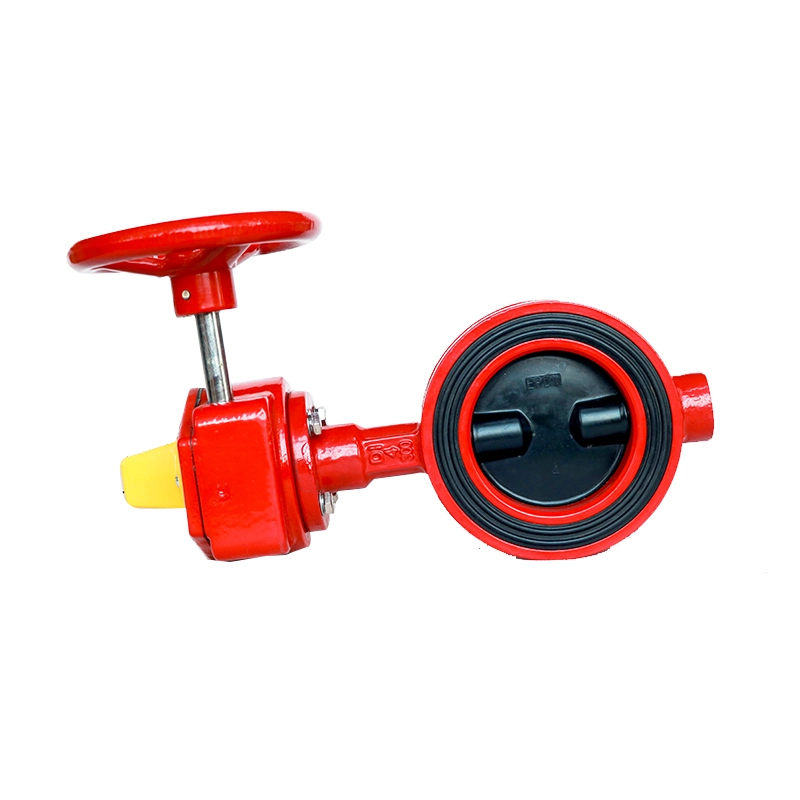 Fire Protection UL FM Approved Red Wafer Butterfly Valve with Signal Gearbox 12"