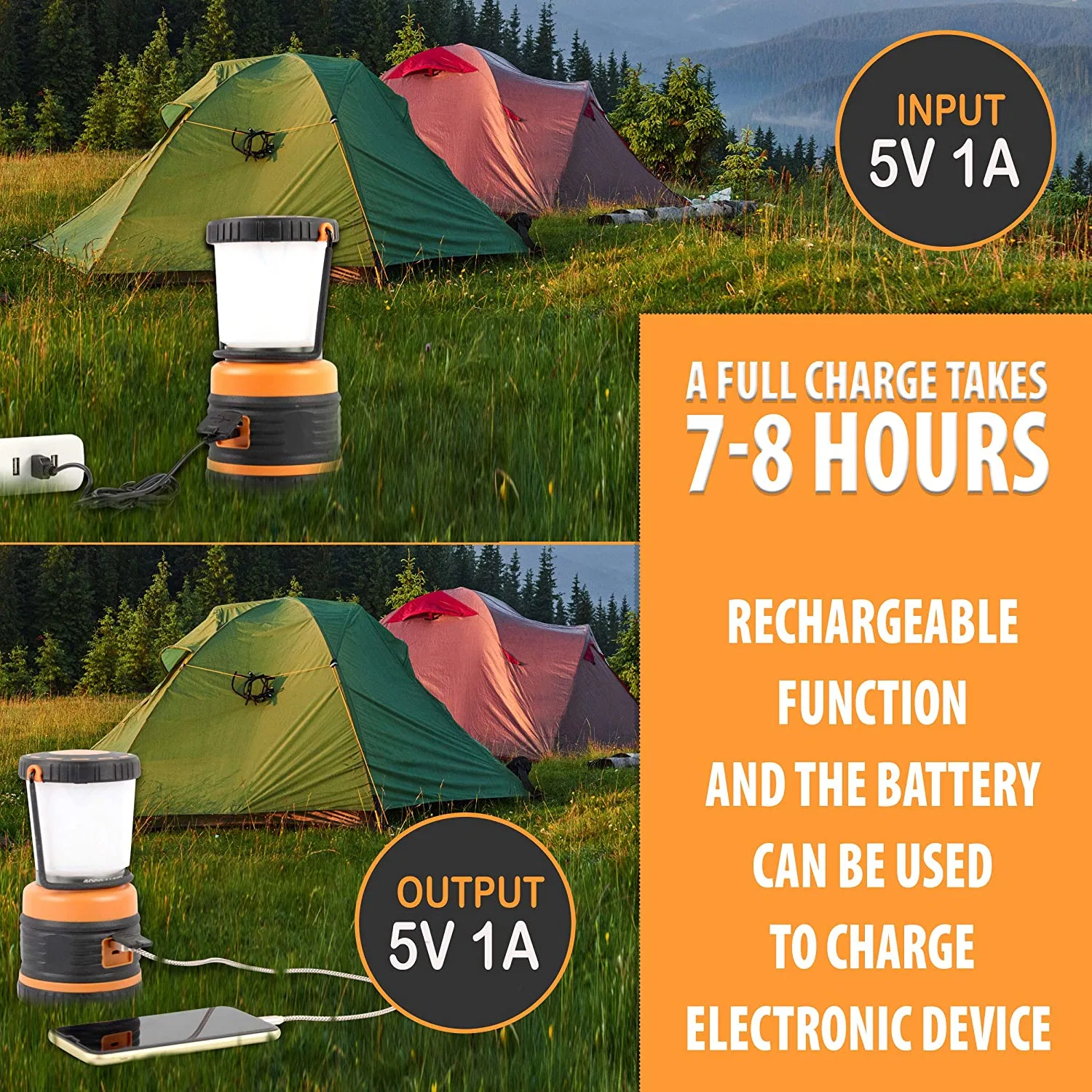 Portátil 4 modelos LED de emergencia multifunción USB recargable 1000 lúmenes Potente lámpara LED de iluminación de camping