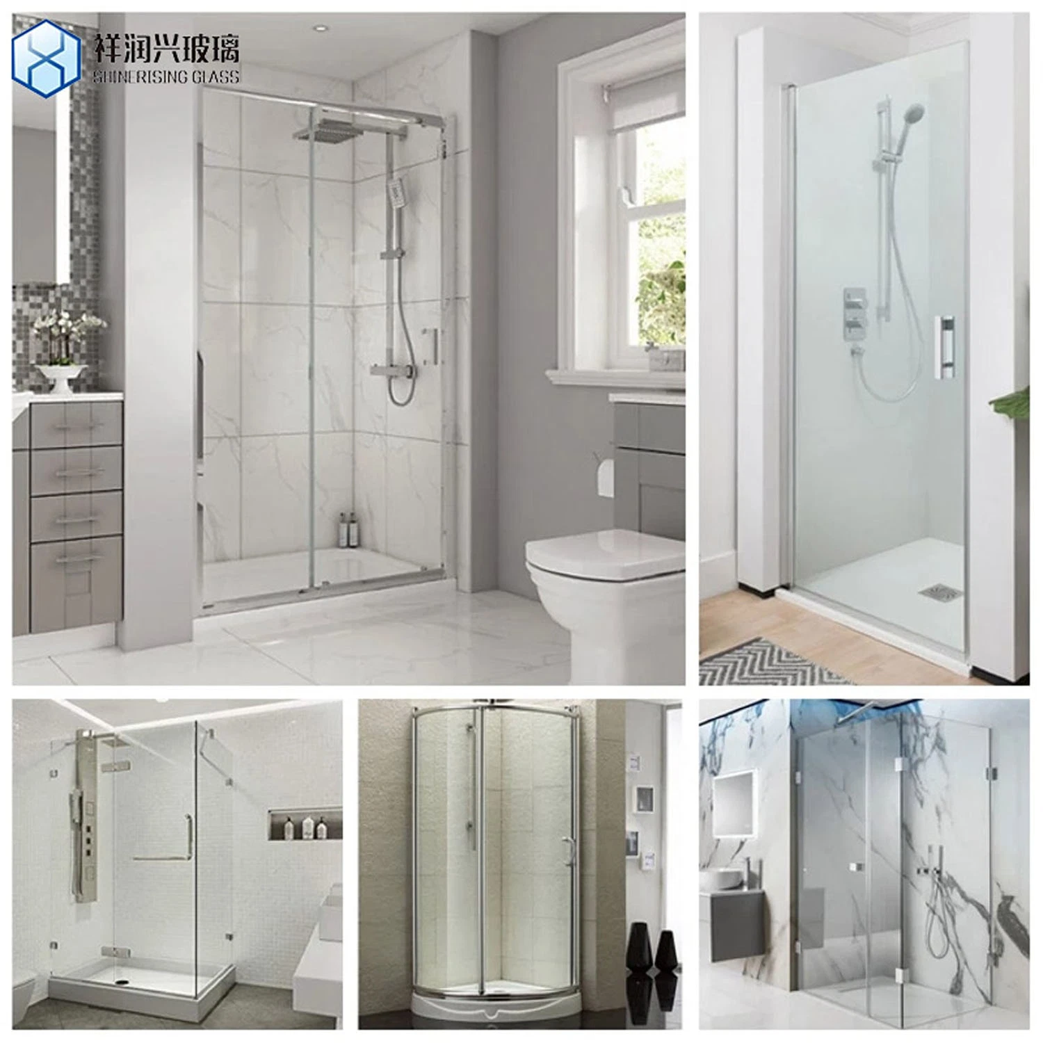 Hotel Bathroom Low Iron Tempered Glass Frameless Sliding Shower Door Glass Bathroom Door