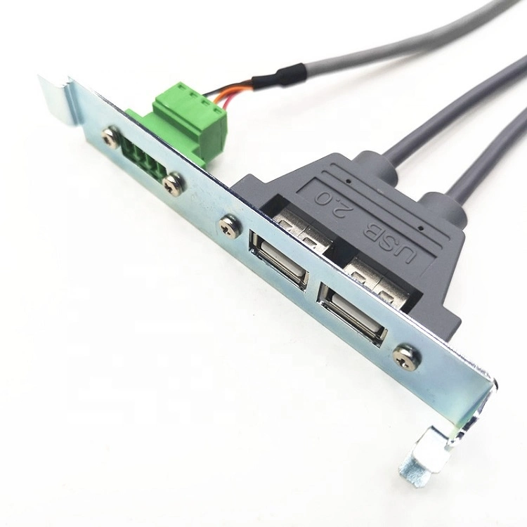 USB 2.0 Panel Mount Cable, USB Female a and Terminal Wire Block Cable Assembly with Hardware for Computer Date Signal Cable