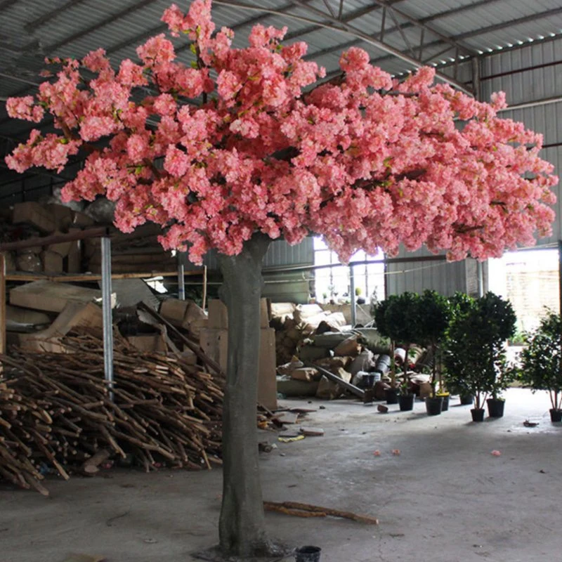 أزهار الكرز الصناعية الكبيرة والزهور الوردية البيضاء والبلاستيكية شجرة ساكورا لزينة حديقة الزفاف