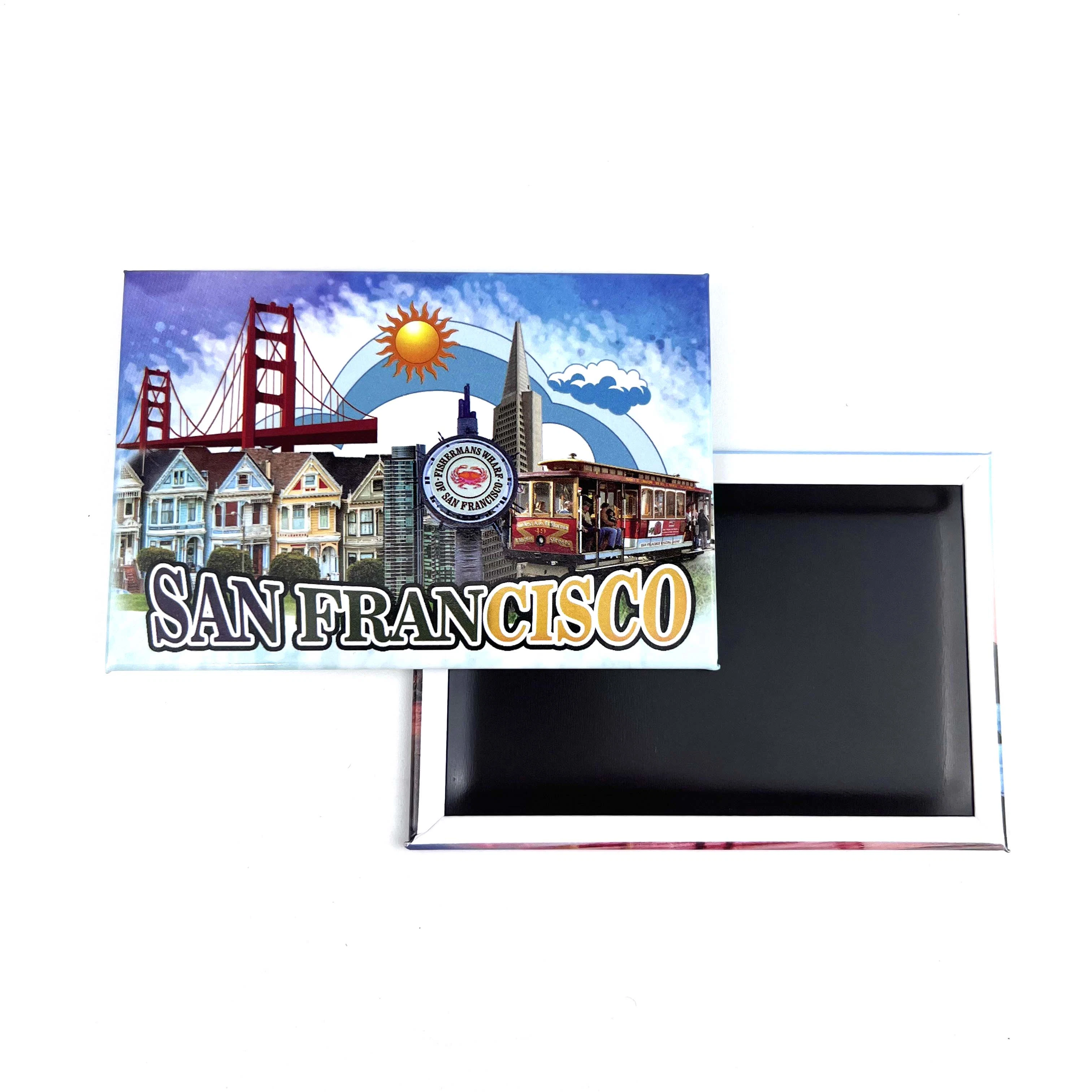 Your Design Customized Promotional Gift Metal Souvenir San Francisco Bulgaria Rectangle Tinplate Fridge Magnet