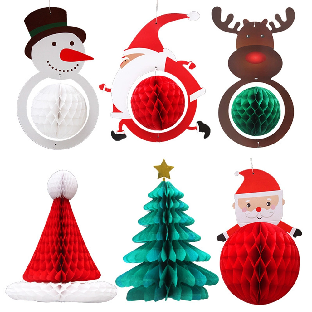 Decorações de Natal travando a esfera de papel tipo colméia dobrável para decoração de terceiros