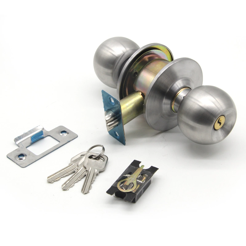 Interior ISO Cerraduara De Pomo Brass Stainless Steel Cylindrical Tubular Handle Lever Knob Lock