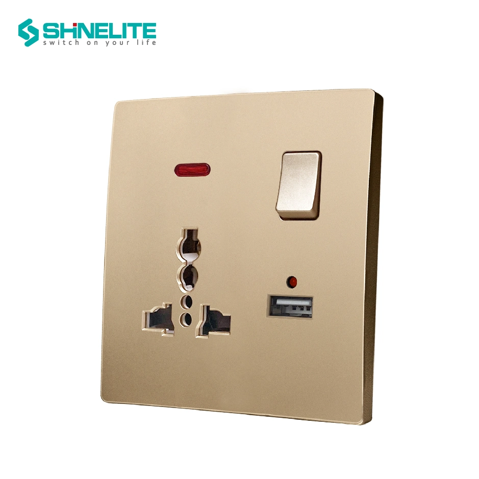 2023 New Design BS UK Standard 13A Electric Switch Socket 1 Gang Multi-Function Switch Socket