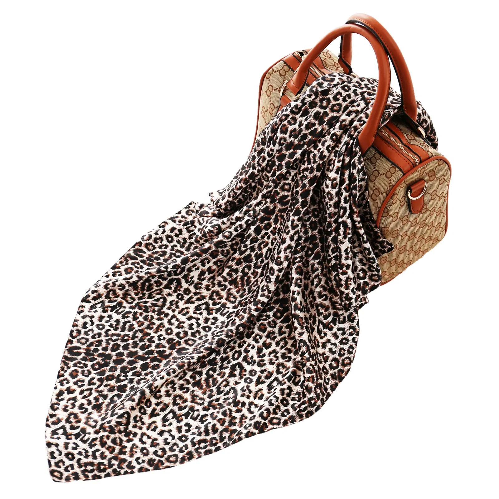 Mode Personalisieren Leopard-Muster Square Seide Satin Schlafenden Wrap Head Schal