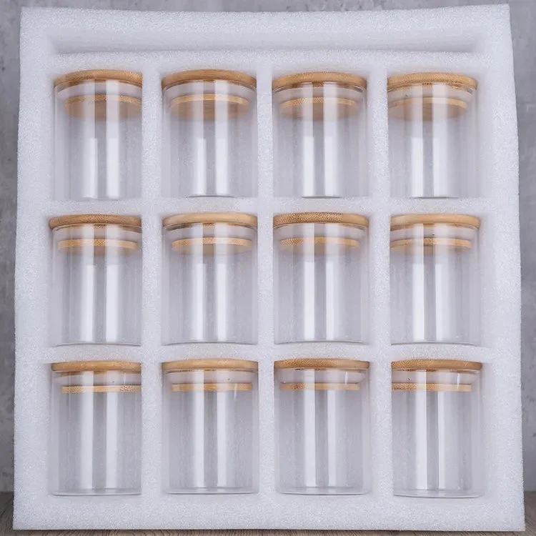 12 Piece High Borosilicate Glass Spice Storage Jars Set with Bamboo Lids