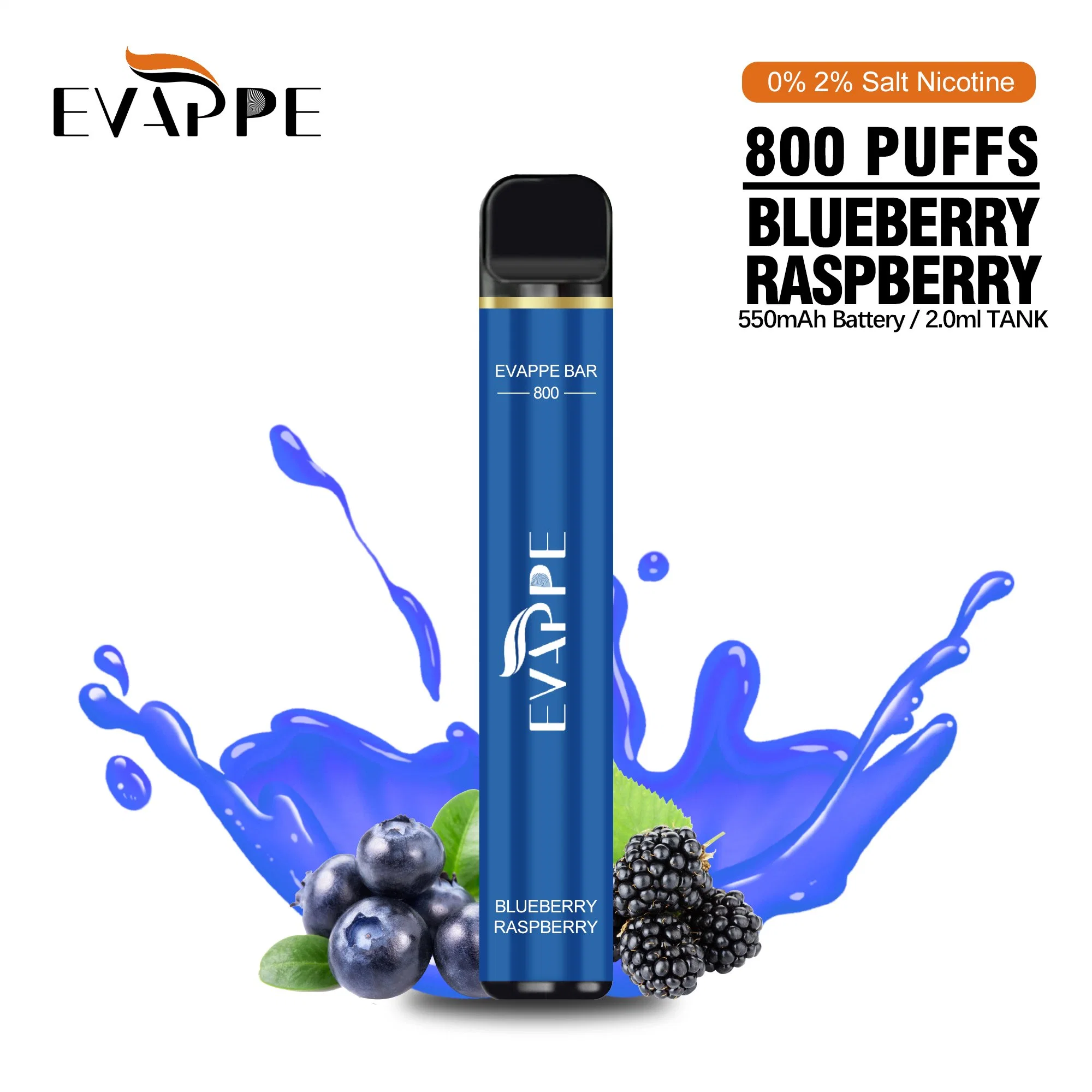 Barre d'Evape Vapes Hot vendre 800 bouffées Vape e-cigarette jetable Pen narguilé