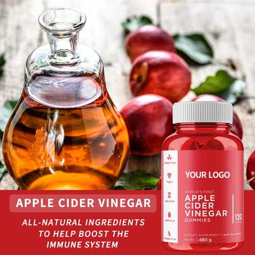 OEM Vitamine Gummy Vegan Apple Geschmack Gewichtsverlust Bio-Apfel Apfelessig-Gummis