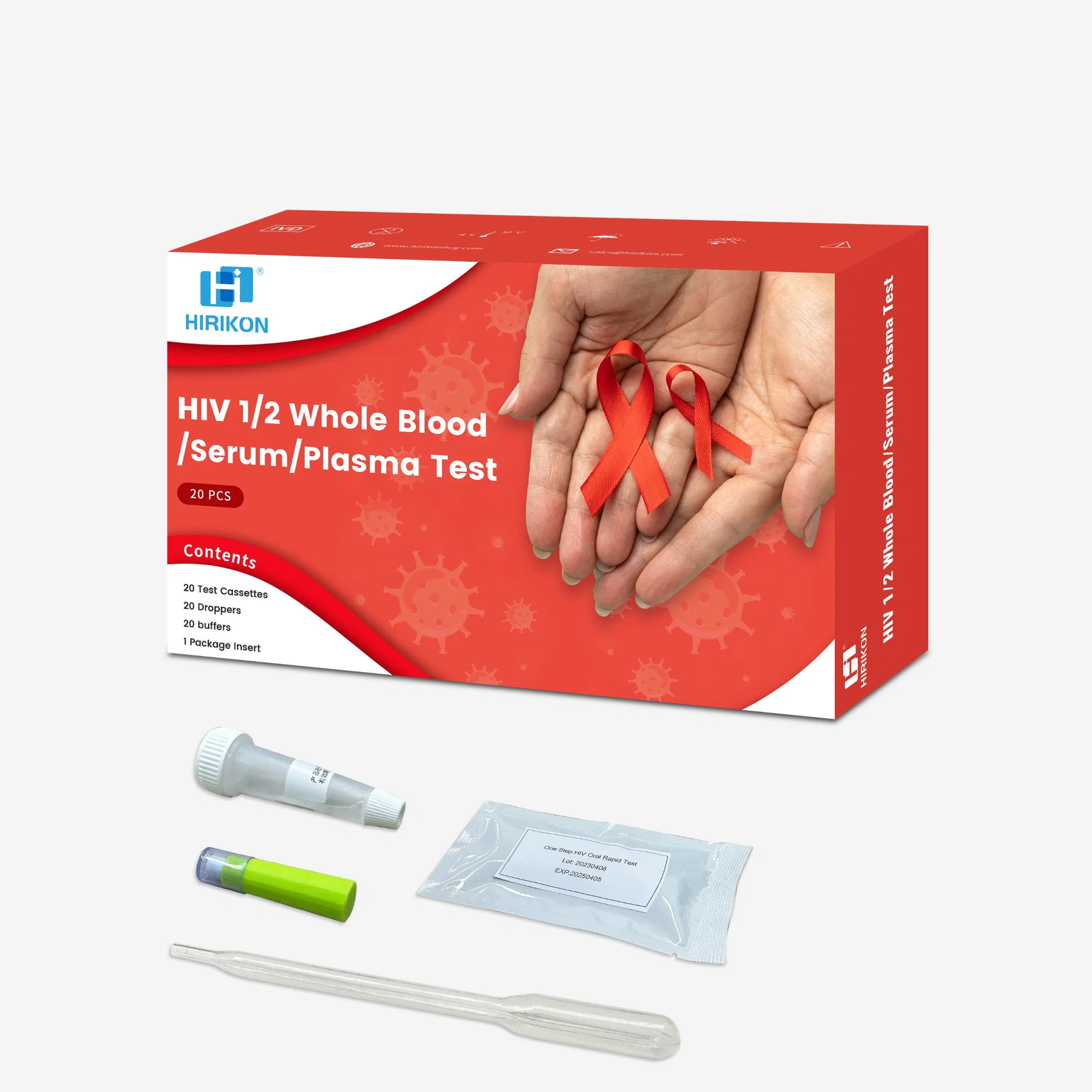Prueba de VIH 1 2 en sangre Hirikon Colloidal Gold para uso doméstico - Kits de prueba rápida de VIH